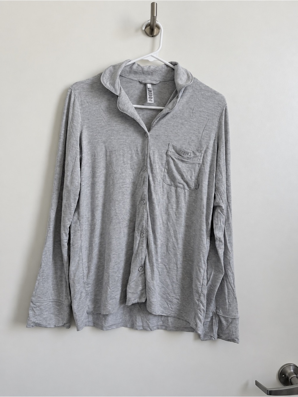 SKIMS Heather Gray Lightweight Button-Front Shirt Jacket